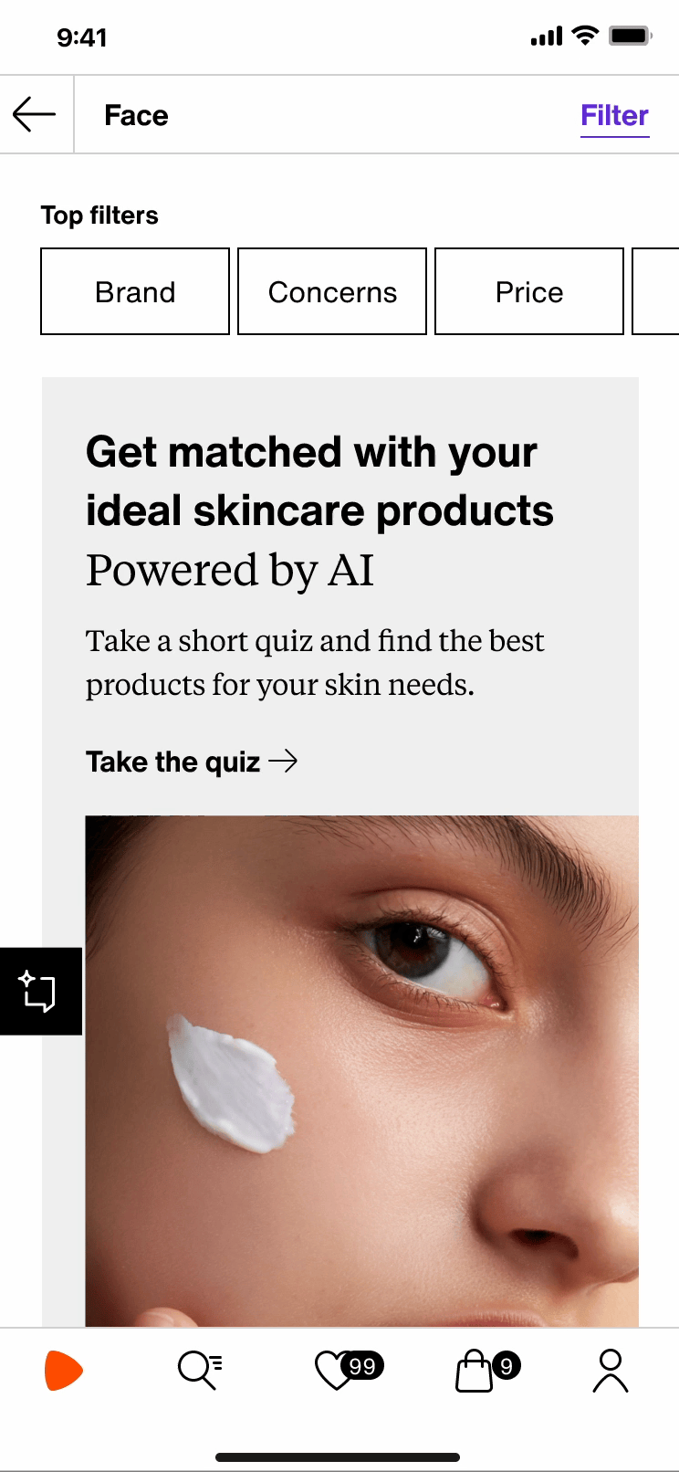 Advisor: a guided diagnostic ranks products on the category page
