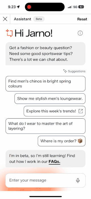 Zalando Assistant chat: a customer asks for sunscreen for a trip to Sicily, and the assistant replies with a rationale plus a product carousel of matching sunscreens